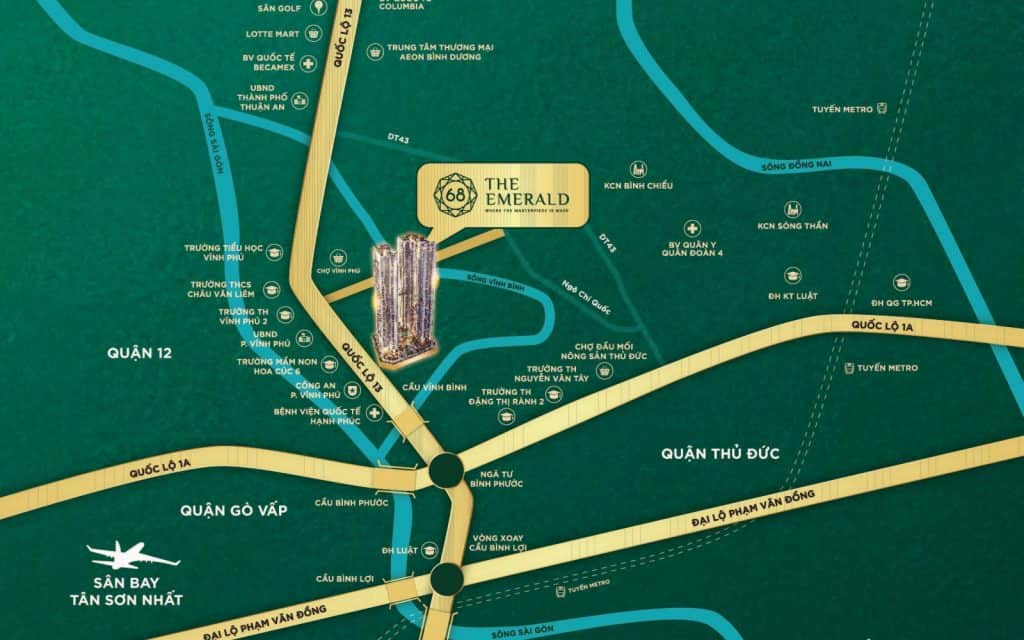 Vị trí dự án The Emerald 68 thực tế
