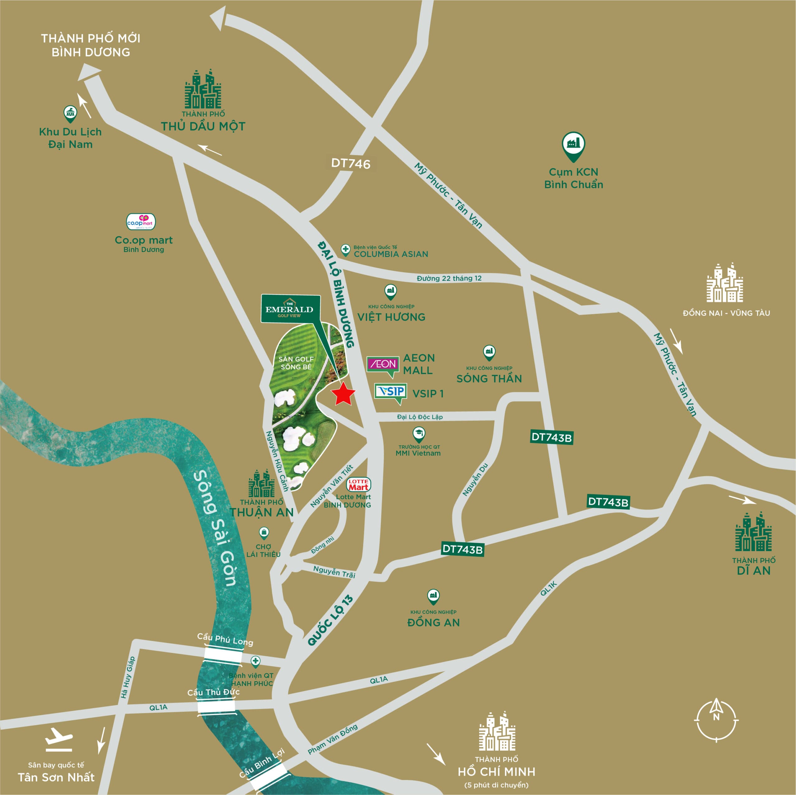 Sơ đồ vị trí The Emerald Golf View