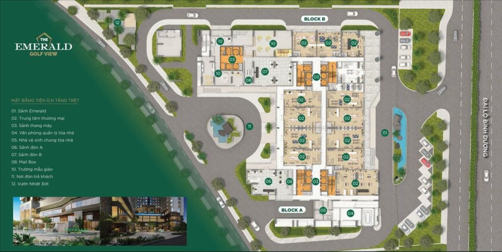 Mặt bằng tiện ích The Emerald Golf View