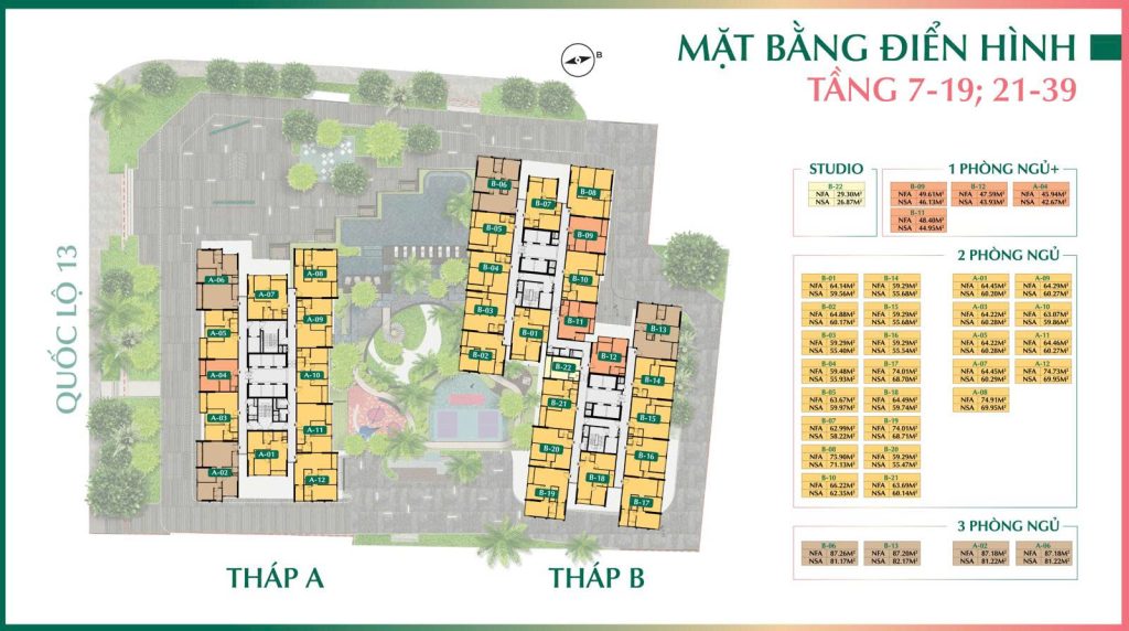 Mặt bằng căn hộ điển hình The Emerald Boulevard Bình Dương