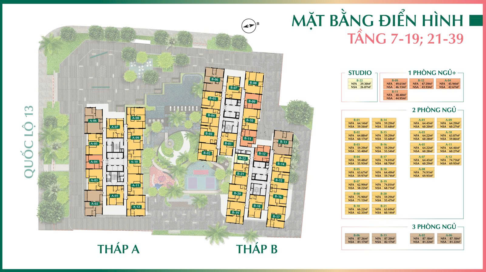 Mặt bằng căn hộ điển hình The Emerald Boulevard Bình Dương