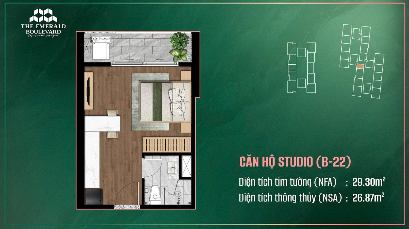 Căn Studio Emerald Boulevard